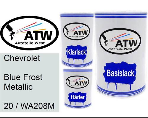 Chevrolet, Blue Frost Metallic, 20 / WA208M: 500ml Lackdose + 500ml Klarlack + 250ml Härter - Set, von ATW Autoteile West.